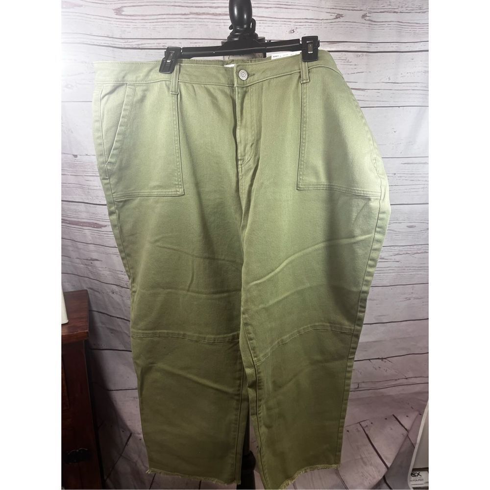 Sonoma Goods For Life Womens‎ 22W Olive Green Straight Crop Pants Jeans New